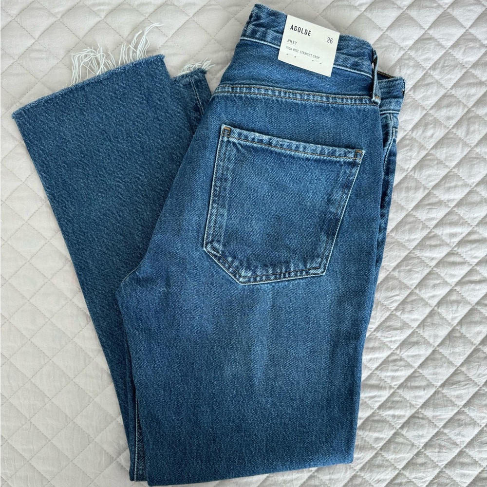 BNWT AGOLDE Riley High Rise Straight Crop in Sphere size 26